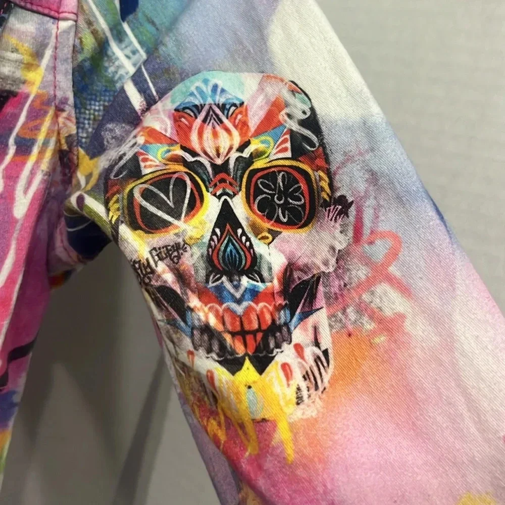 Ay Güey Jaguar & Skull Denim Jacket Artistic Colorful Size Small Edgy Streetwear - Picture 5 of 10